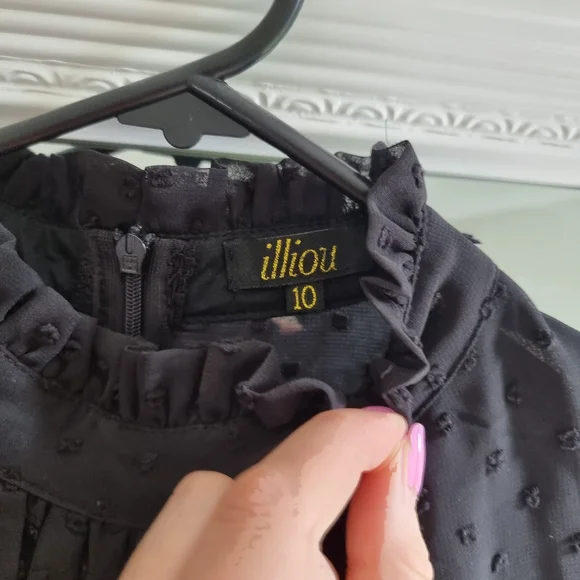 Gorgeous black dress size 10 - high neck ruffle dress - Picture 3 of 4